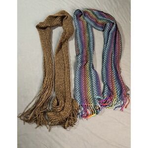 Woman Multi Color Scarf And Golden Brown Scarf